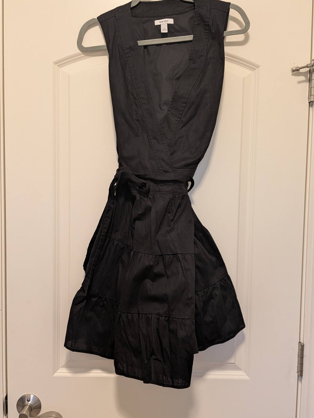 Nine West Black V-Neck Fit And Glad Wrap Dress